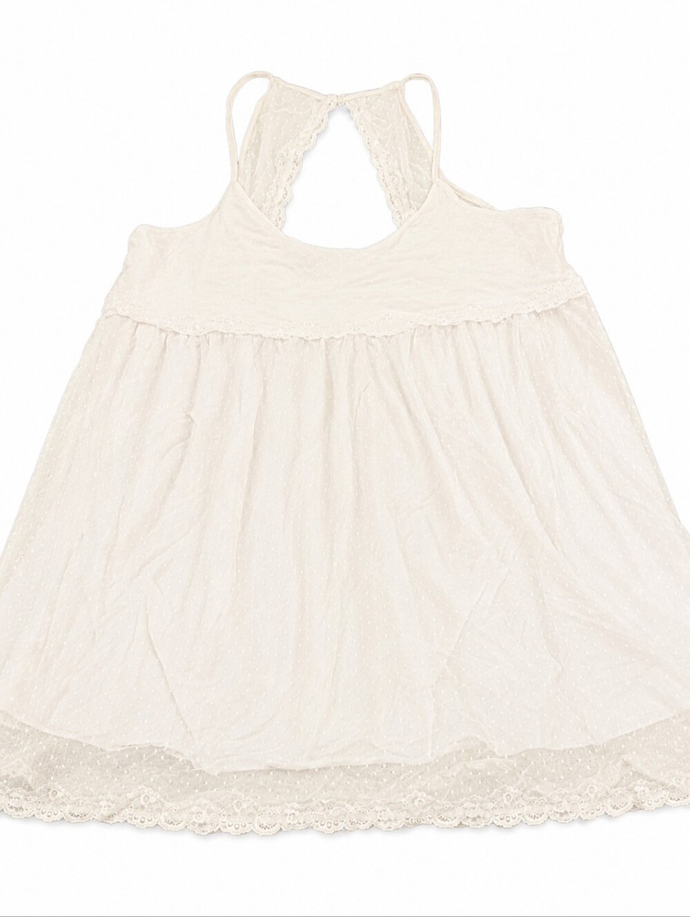 Aerie Light Gray Lace Trim Pajama Dress Sz LG